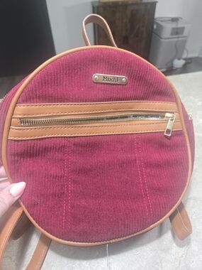 Mudd Women's Round Corduroy Backpack - Wine